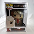 Funko Pop Television Battlestar Galactica Number Six figure #256 in unopened box inside clear protective case.