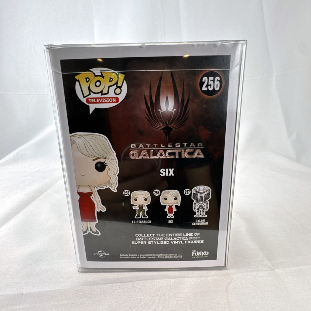 Funko Pop Television Battlestar Galactica Number Six figure #256 in unopened box inside clear protective case.