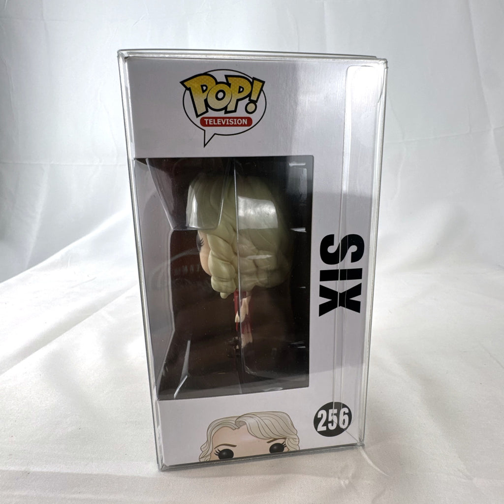 Funko Pop Television Battlestar Galactica Number Six figure #256 in unopened box inside clear protective case.