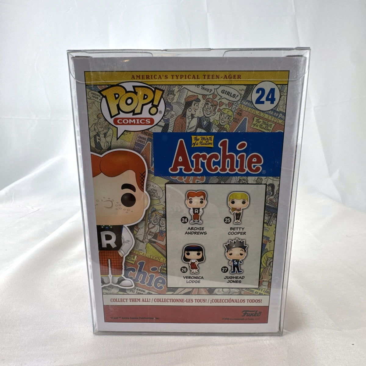 Funko Pop Comics Archie Andrews vinyl figure number 24 in original unopened box with clear protective sleeve.