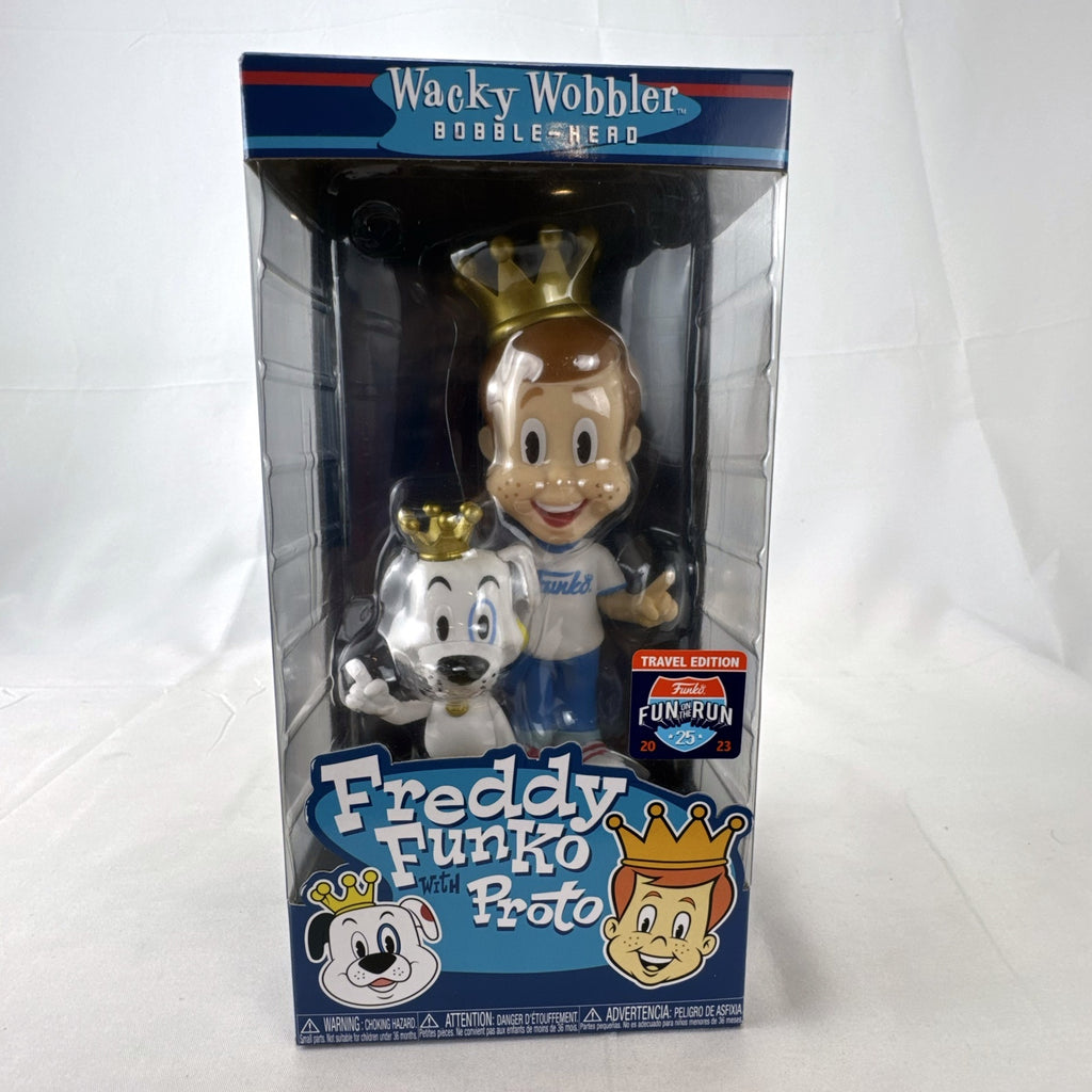 Funko Freddy Funko with Proto Wacky Wobbler bobblehead figure in original packaging Fun on the Run exclusive