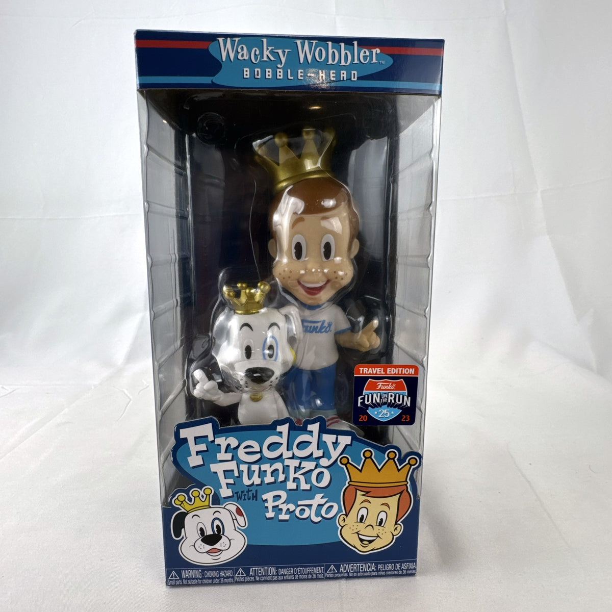 Funko Freddy Funko with Proto Wacky Wobbler bobblehead figure in original packaging Fun on the Run exclusive
