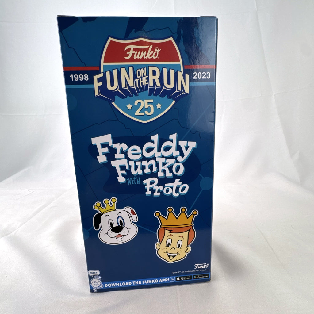 Funko Freddy Funko with Proto Wacky Wobbler bobblehead figure in original packaging Fun on the Run exclusive