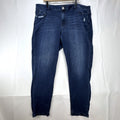 Lane Bryant Venezia women's plus size 24 dark wash skinny jeans with distressed details