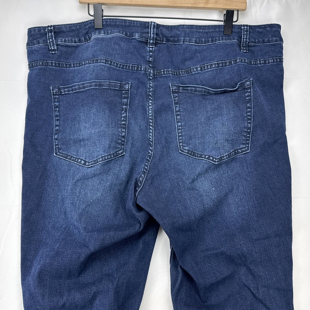 Lane Bryant Venezia women's plus size 24 dark wash skinny jeans with distressed details