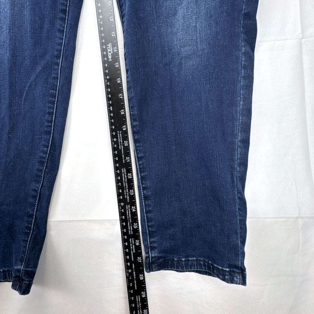 Lane Bryant Venezia women's plus size 24 dark wash skinny jeans with distressed details