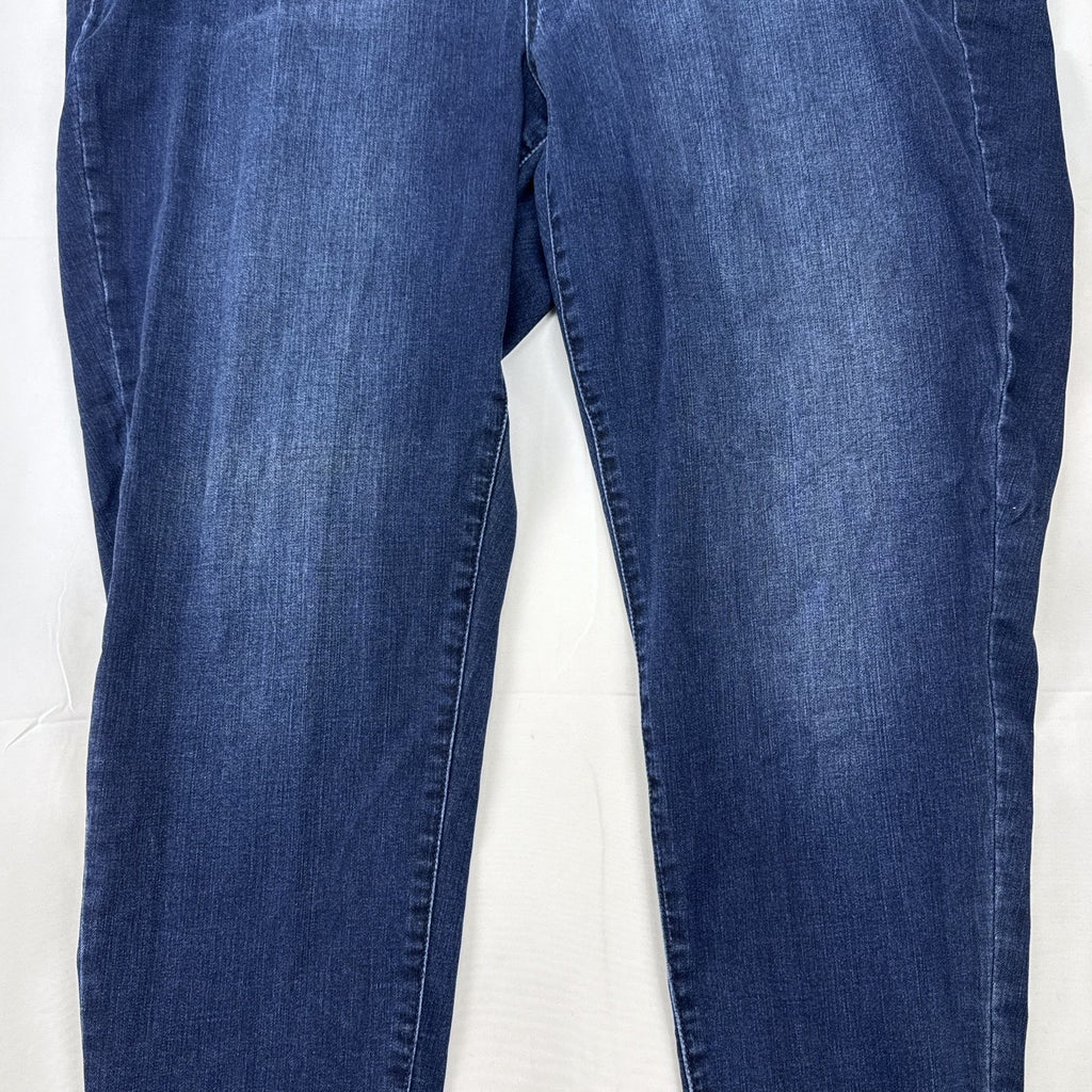 Lane Bryant Venezia women's plus size 24 dark wash skinny jeans with distressed details