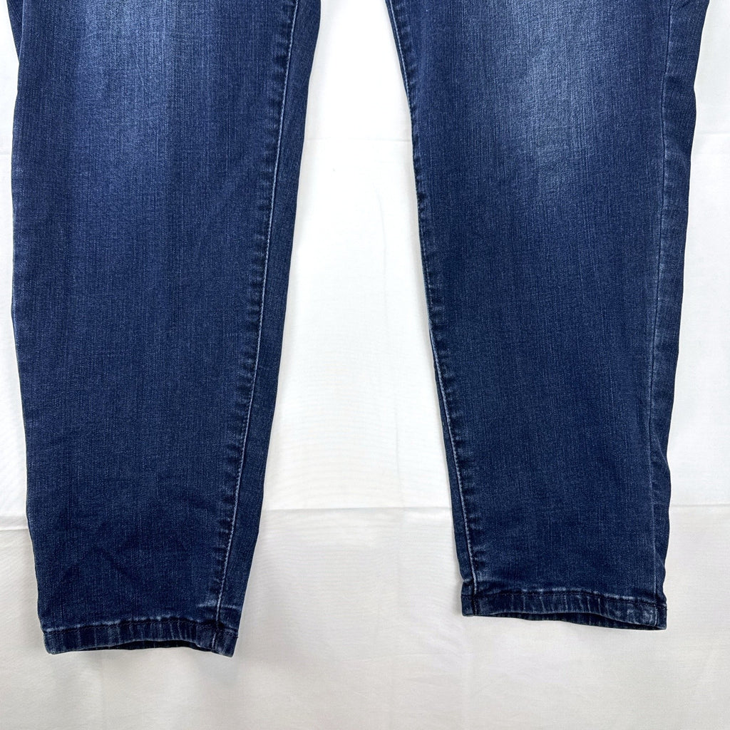 Lane Bryant Venezia women's plus size 24 dark wash skinny jeans with distressed details