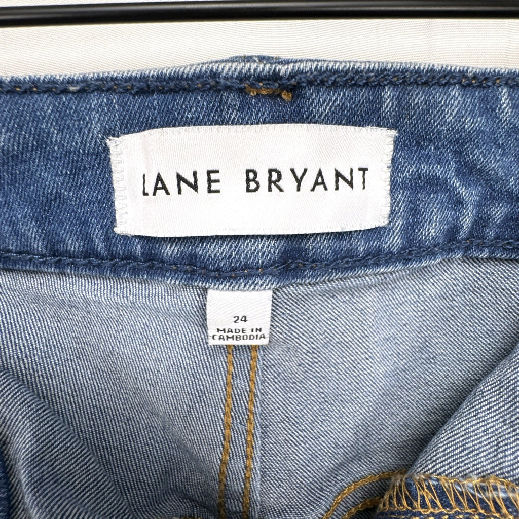 Lane Bryant plus size 24 medium wash distressed cropped blue denim jeans