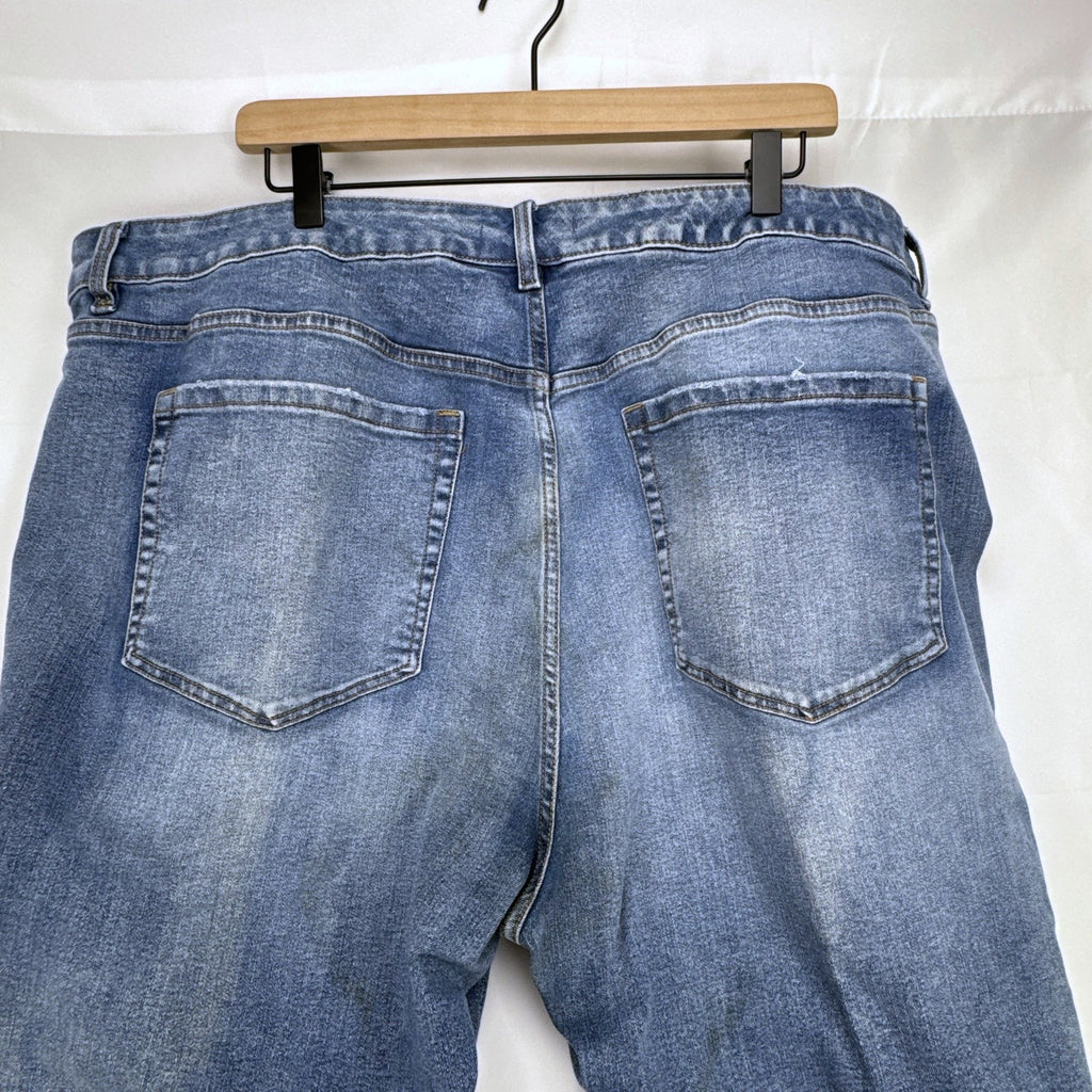Lane Bryant plus size 24 medium wash distressed cropped blue denim jeans