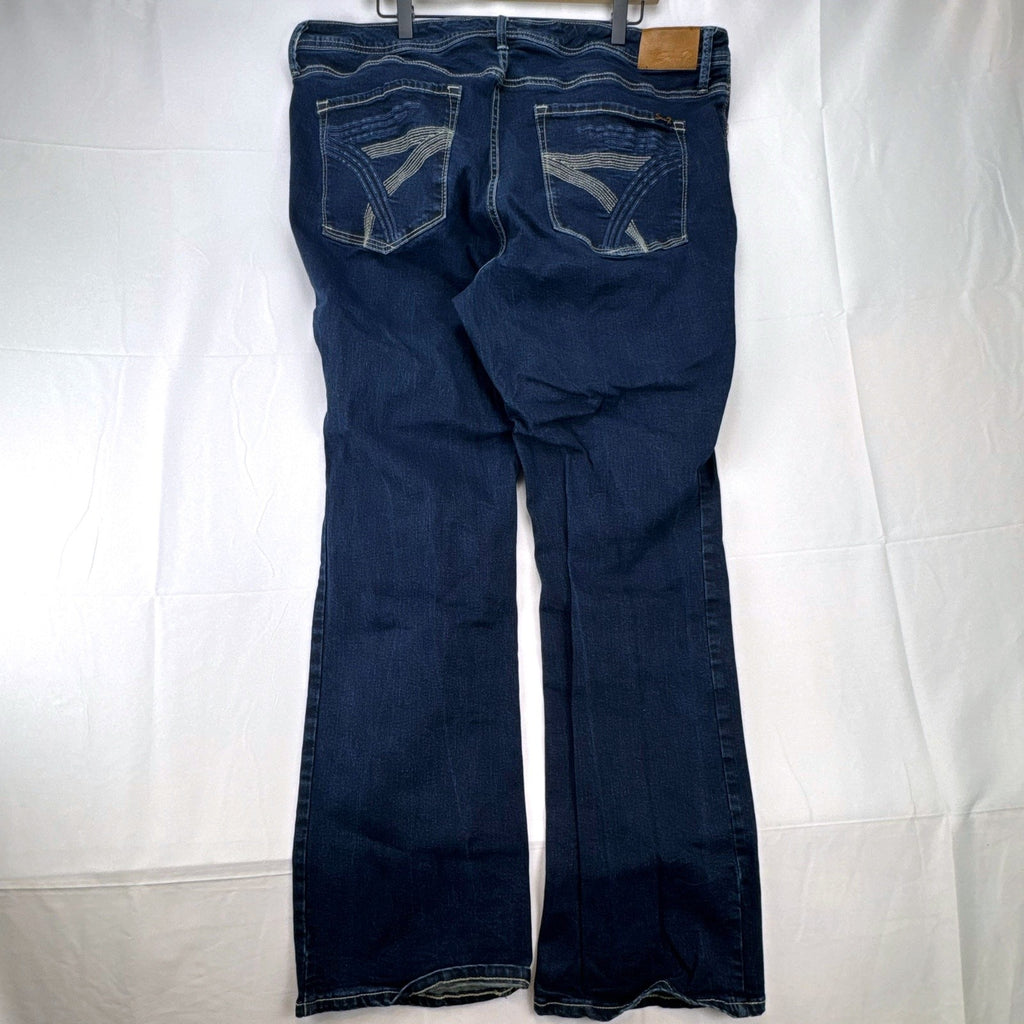 Seven7 women's plus size 22 dark wash stretch bootcut jeans with embroidered back pockets