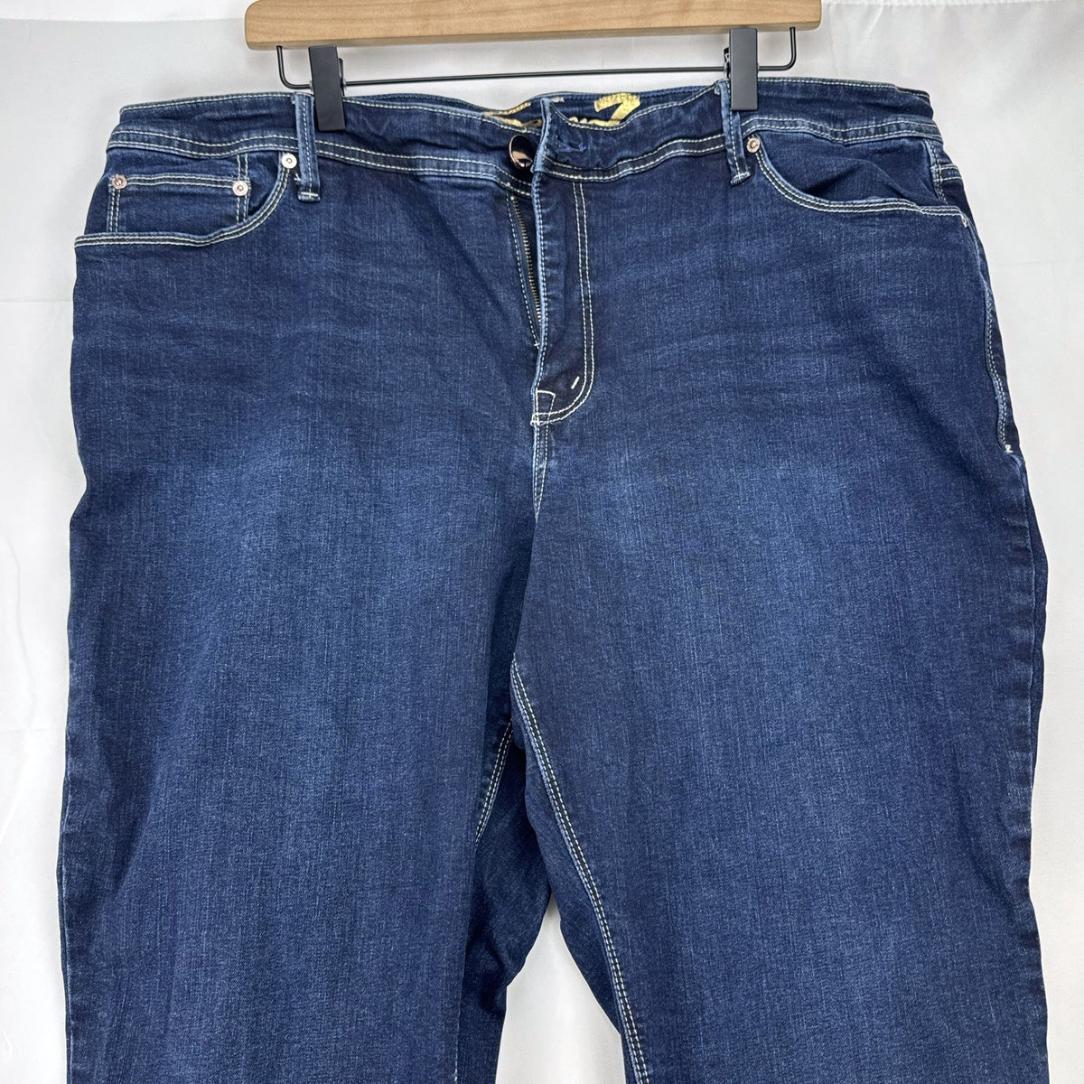 Seven7 women's plus size 22 dark wash stretch bootcut jeans with embroidered back pockets