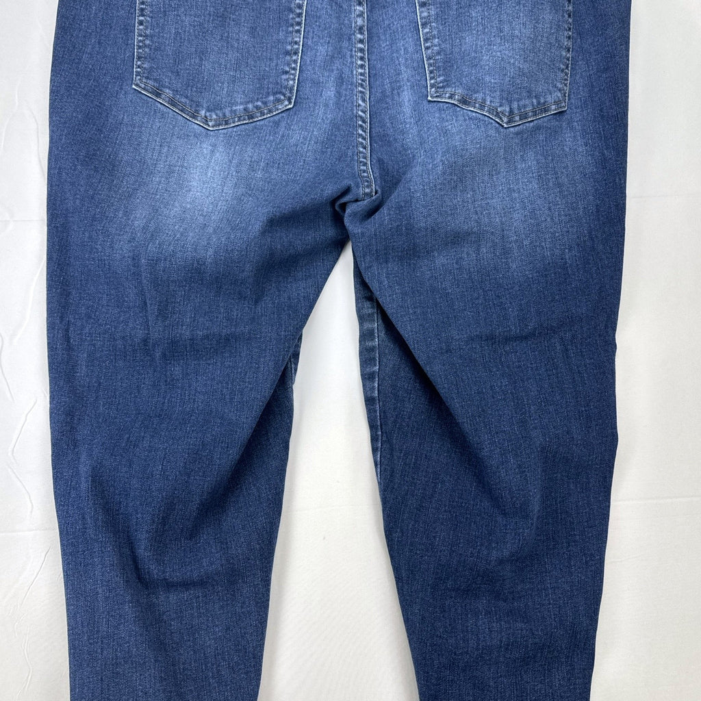 Lane Bryant Venezia plus size 20 medium wash ankle jeans with floral sequin embroidery.