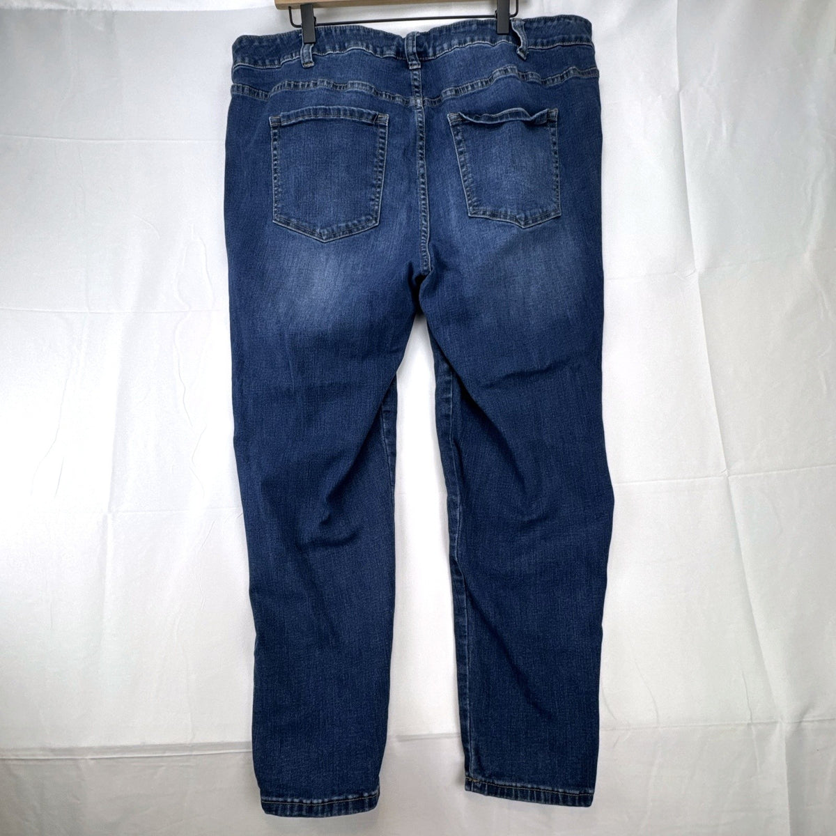Lane Bryant Venezia plus size 20 medium wash ankle jeans with floral sequin embroidery.