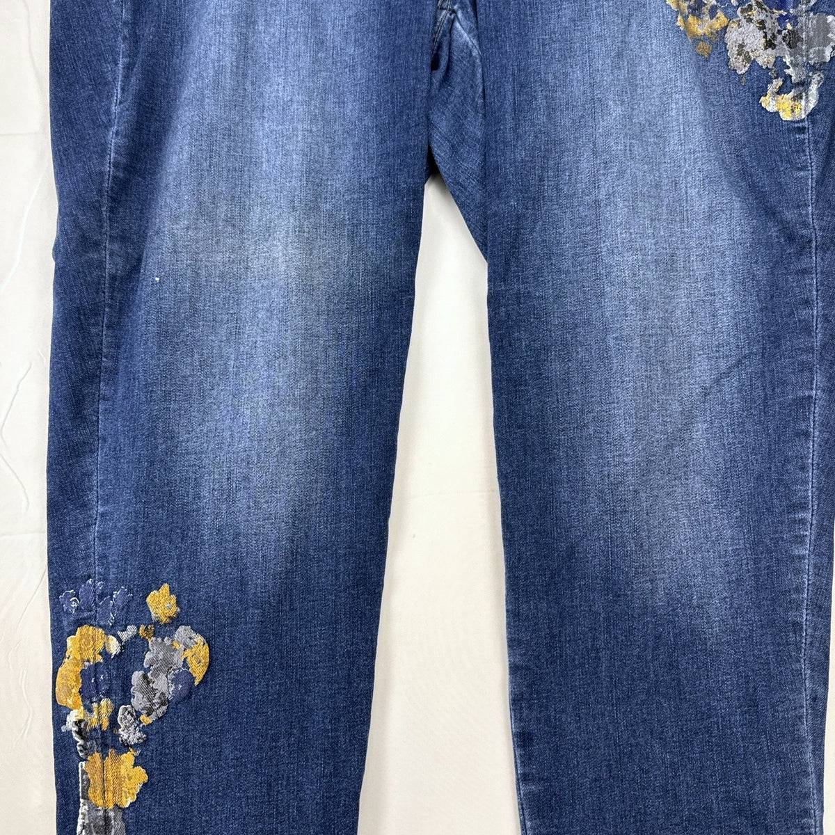 Lane Bryant Venezia plus size 20 medium wash ankle jeans with floral sequin embroidery.
