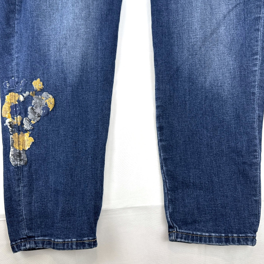Lane Bryant Venezia plus size 20 medium wash ankle jeans with floral sequin embroidery.