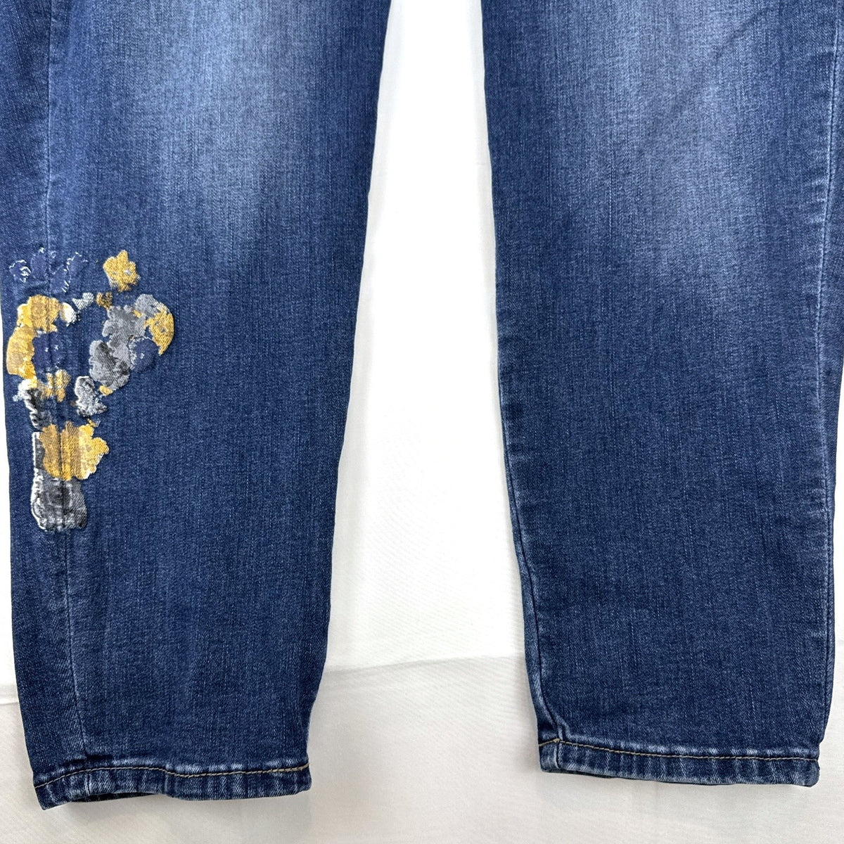 Lane Bryant Venezia plus size 20 medium wash ankle jeans with floral sequin embroidery.