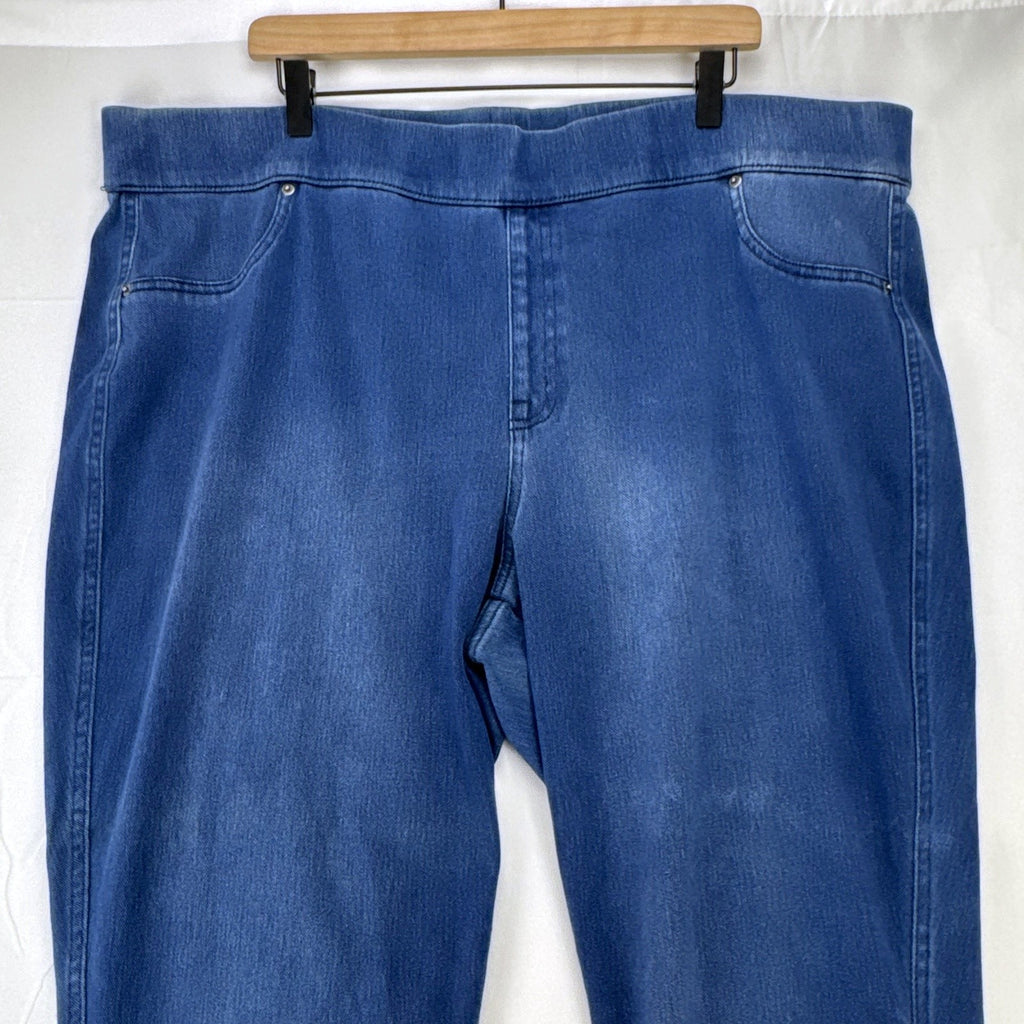 Unbranded women's plus size 3XL stretch denim pull-on jeggings in medium blue wash with elastic waist