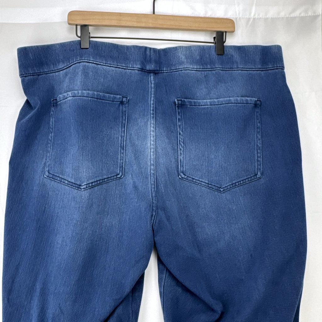 Unbranded women's plus size 3XL stretch denim pull-on jeggings in medium blue wash with elastic waist