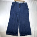 Lane Bryant women's plus size 20 wide-leg jeans in dark wash blue denim with stitched front seams.