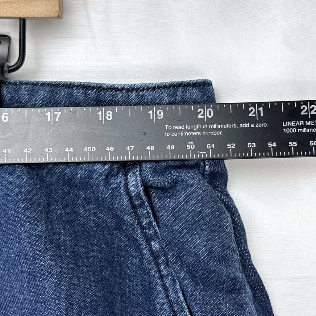 Lane Bryant women's plus size 20 wide-leg jeans in dark wash blue denim with stitched front seams.