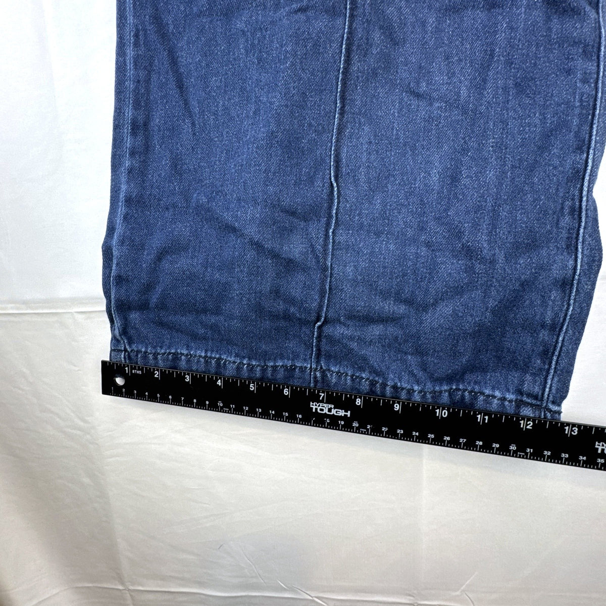 Lane Bryant women's plus size 20 wide-leg jeans in dark wash blue denim with stitched front seams.