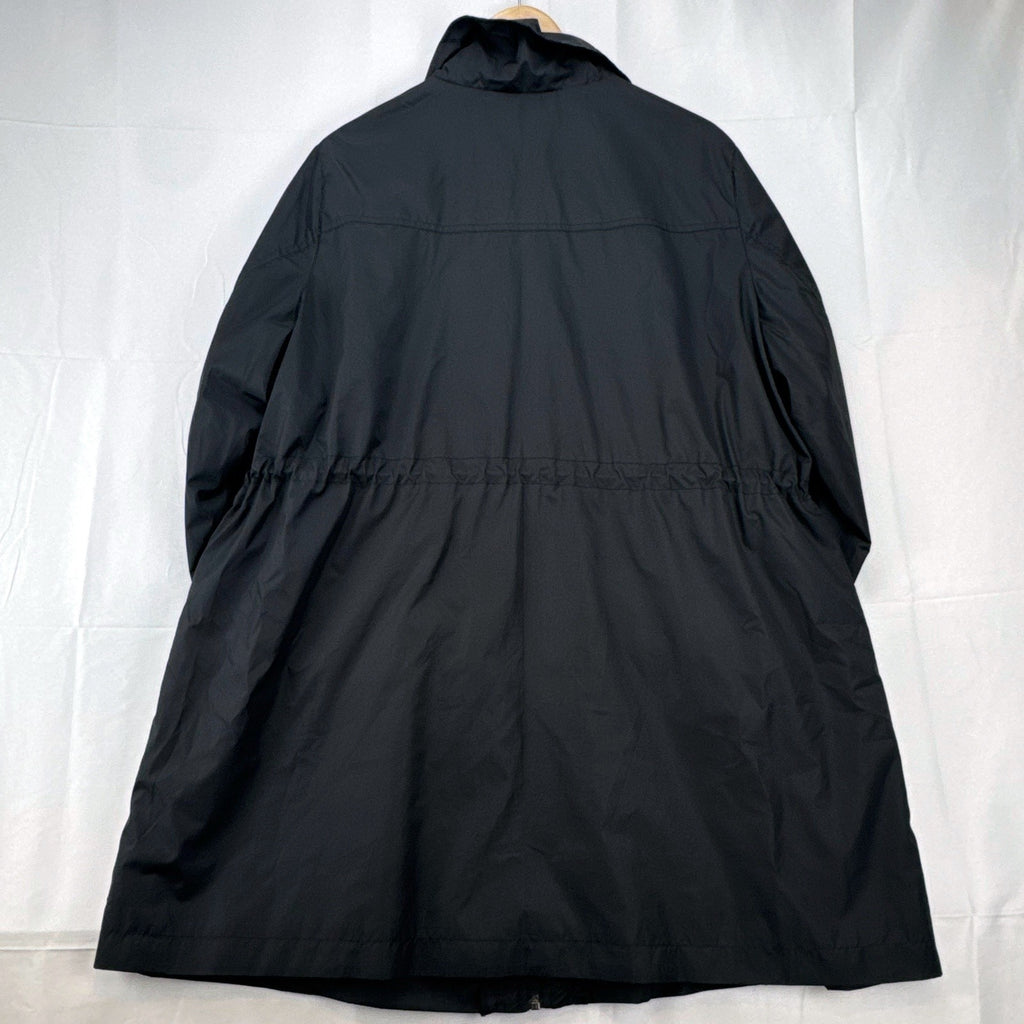 Lane Bryant black ruffle trim cinch-waist rain jacket in women's plus size 22/24