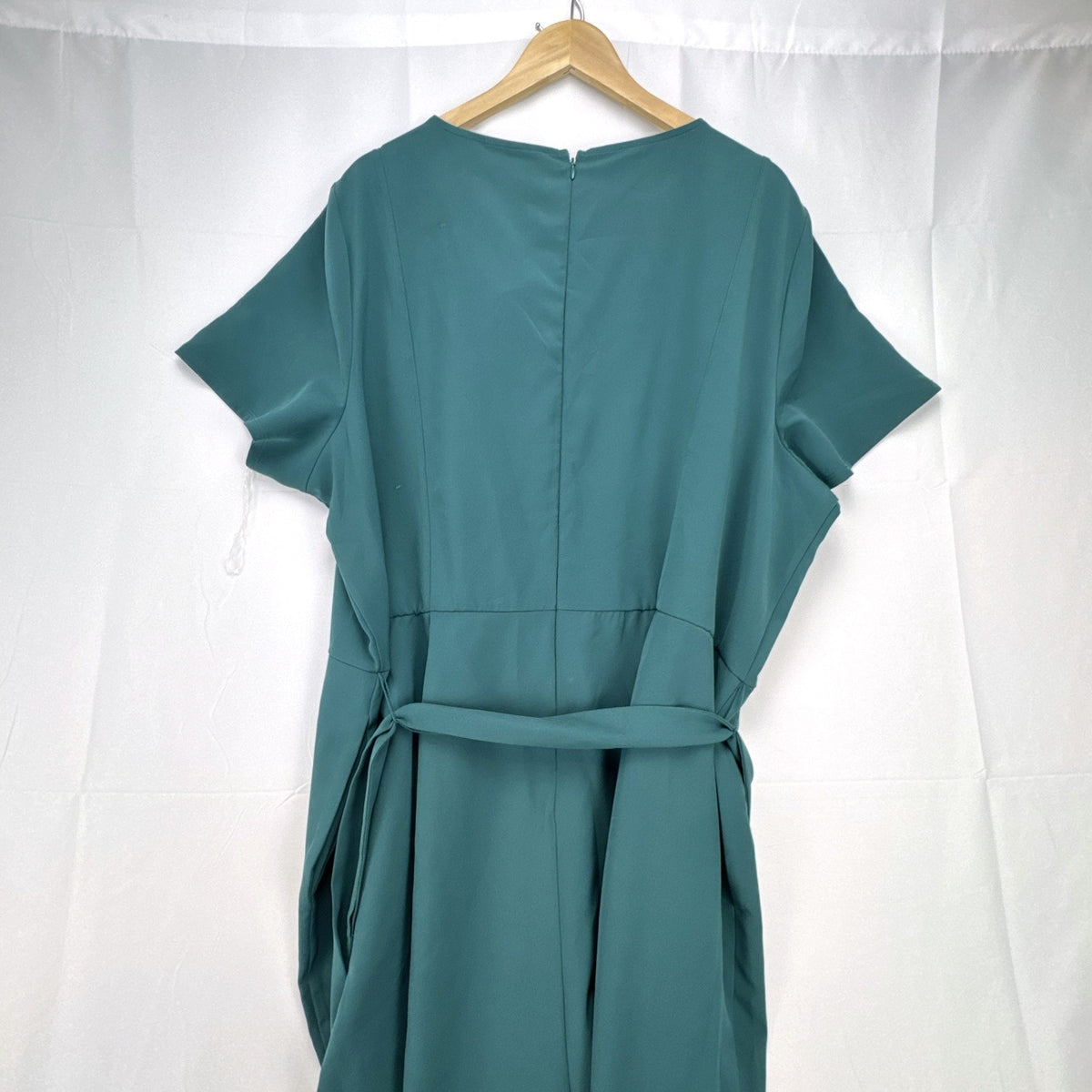 Lane Bryant plus size 24 dark green crepe wide-leg jumpsuit with front cutout and tie belt