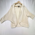 Lane Bryant ivory open-knit cocoon cardigan sweater with shawl collar and dolman sleeves in size M/L.