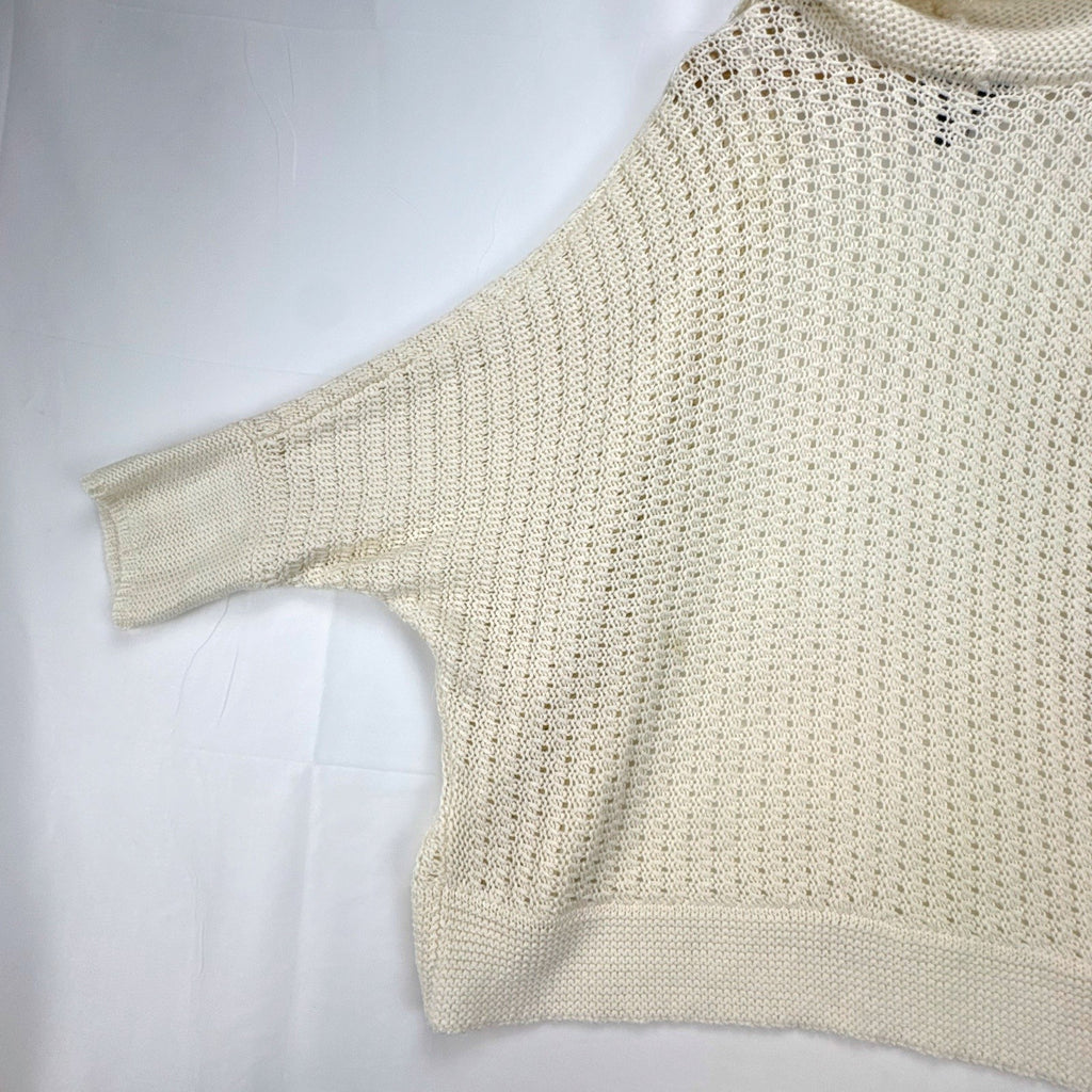 Lane Bryant ivory open-knit cocoon cardigan sweater with shawl collar and dolman sleeves in size M/L.