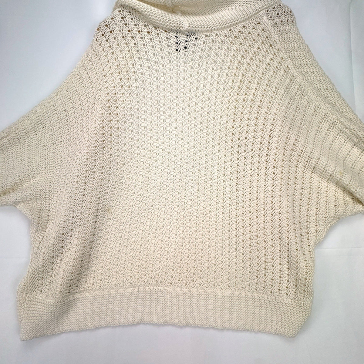 Lane Bryant ivory open-knit cocoon cardigan sweater with shawl collar and dolman sleeves in size M/L.