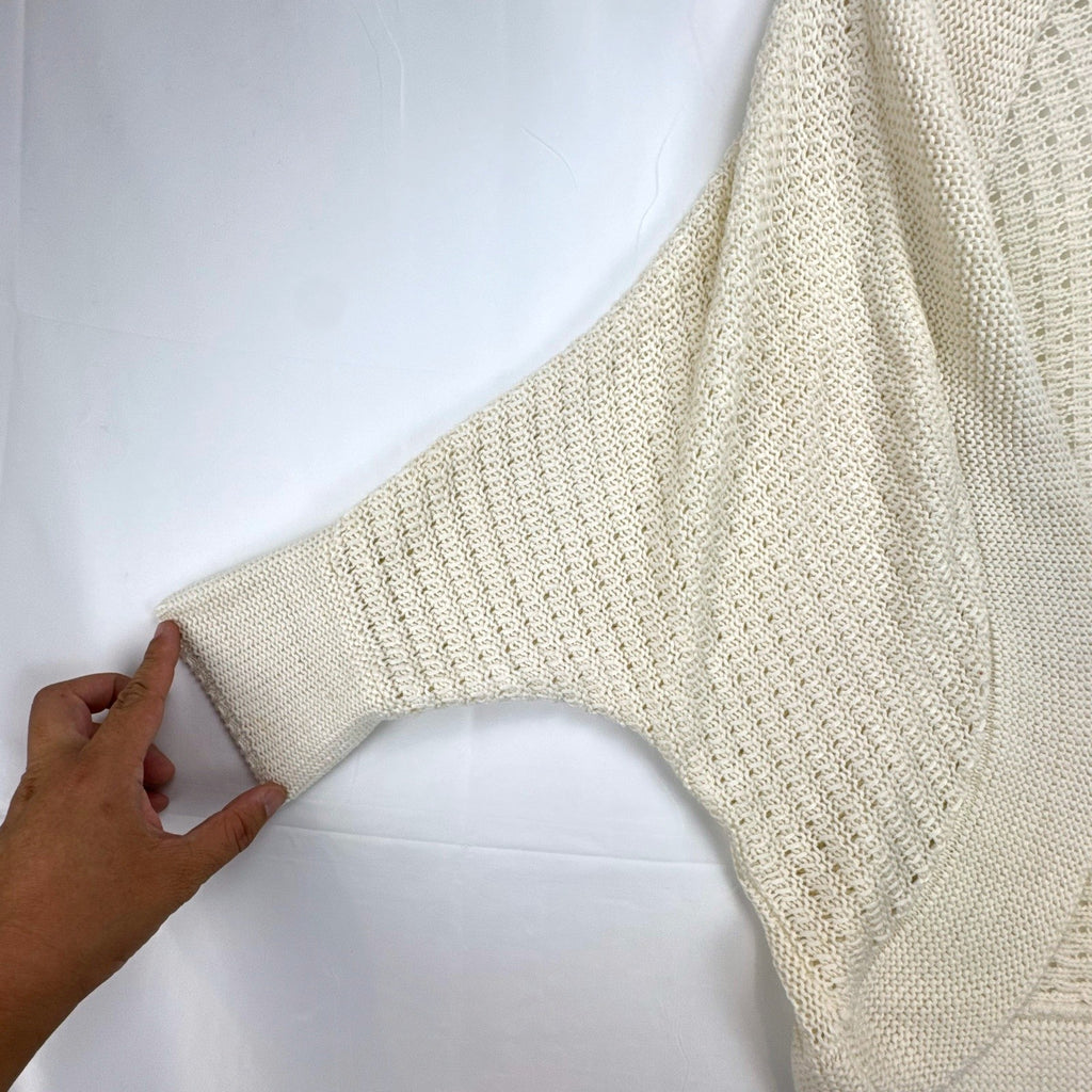 Lane Bryant ivory open-knit cocoon cardigan sweater with shawl collar and dolman sleeves in size M/L.