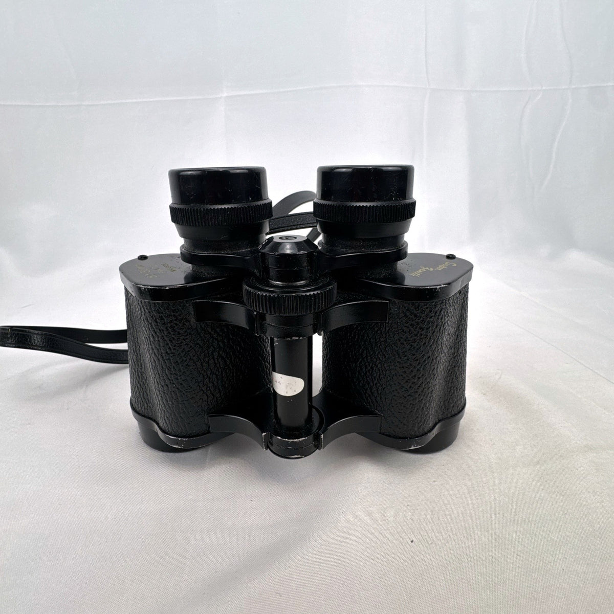 Super Zenith 8x30mm vintage black Porro prism binoculars with neck strap, made in Japan.