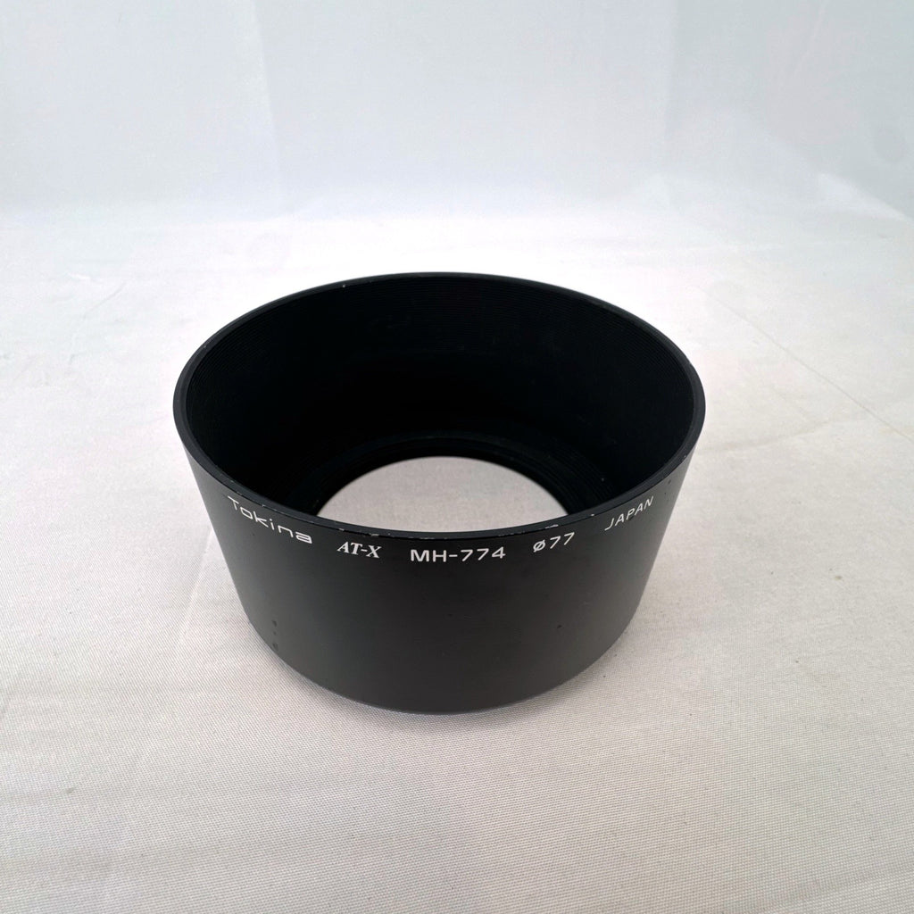 Tokina MH-774 AT-X 77mm round black metal screw-in lens hood made in Japan