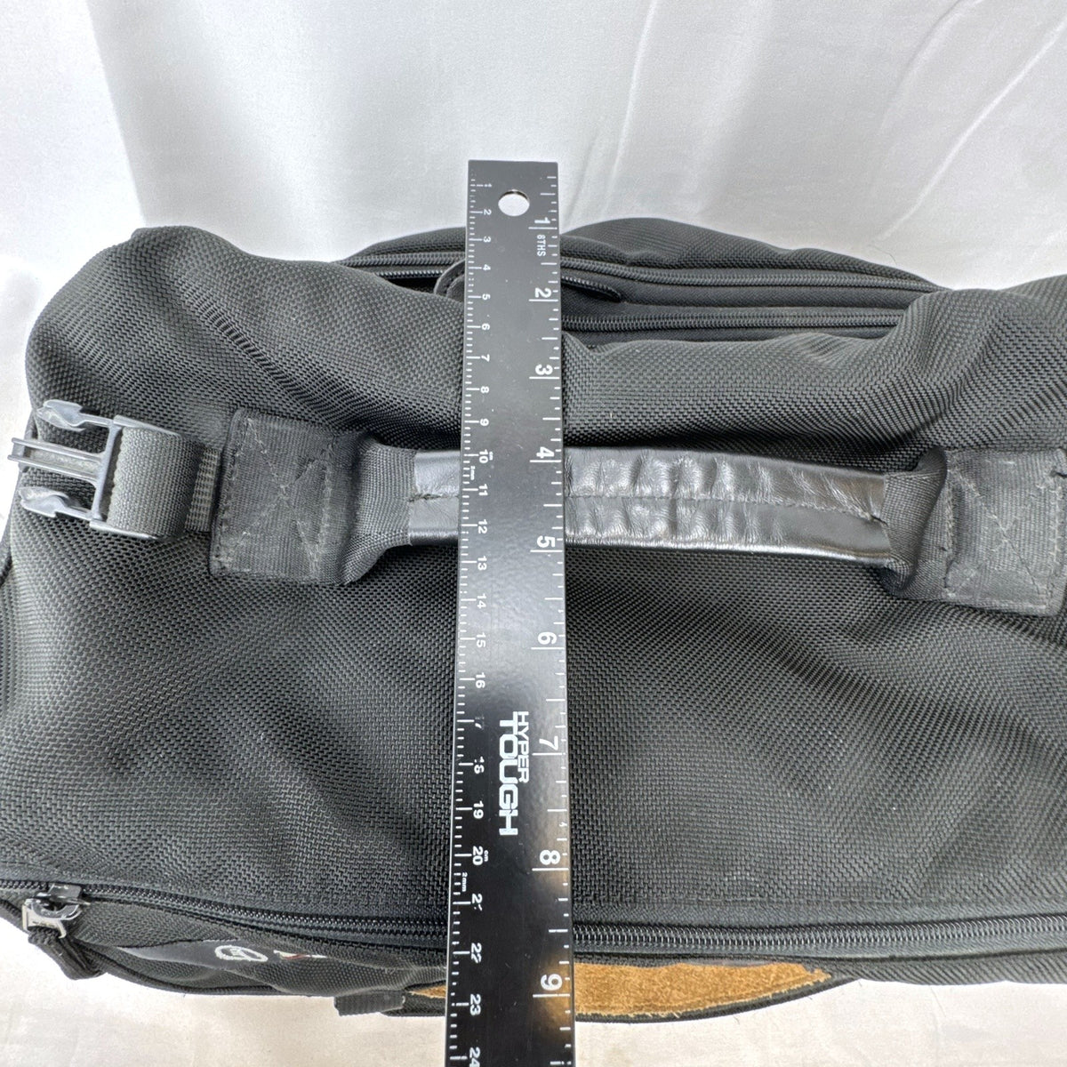 Tamrac black ballistic nylon padded camera shoulder bag with red accent stripe