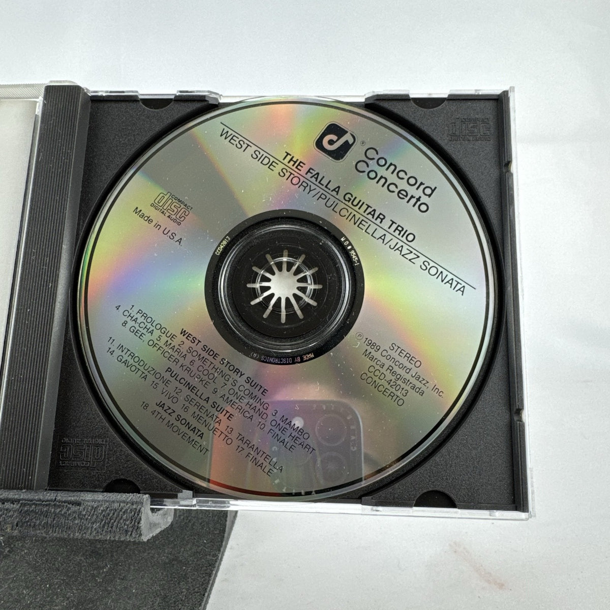 The Falla Guitar Trio West Side Story and Pulcinella 1989 Concord Concerto CD album in jewel case