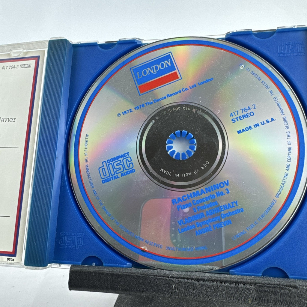 London Records 1988 CD of Rachmaninov Piano Concerto No. 3 performed by Vladimir Ashkenazy and André Previn