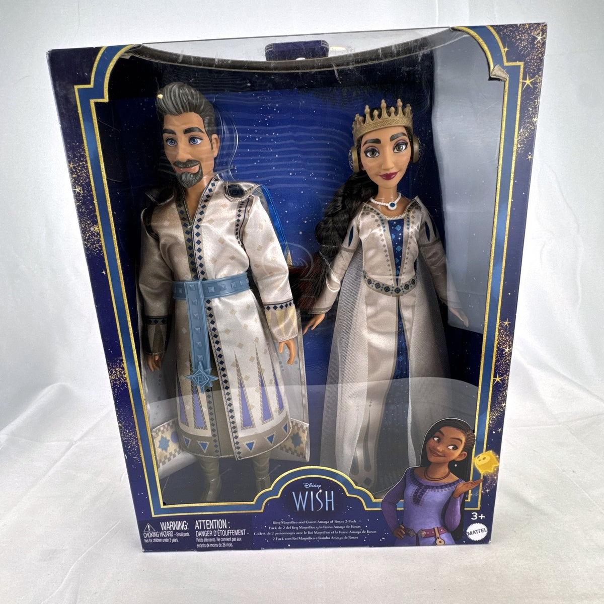 Mattel Disney Wish King Magnifico and Queen Amaya of Rosas 2-pack fashion dolls in original packaging