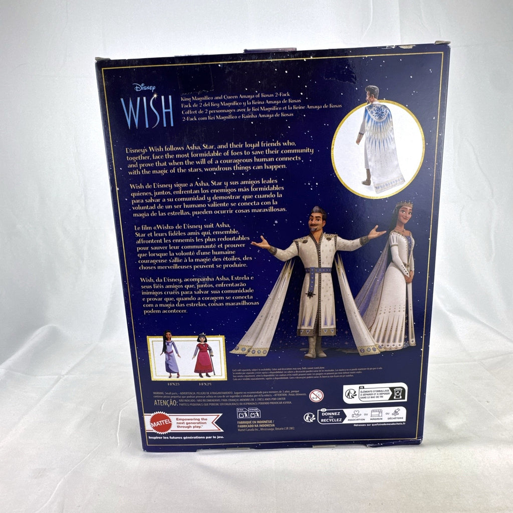 Mattel Disney Wish King Magnifico and Queen Amaya of Rosas 2-pack fashion dolls in original packaging