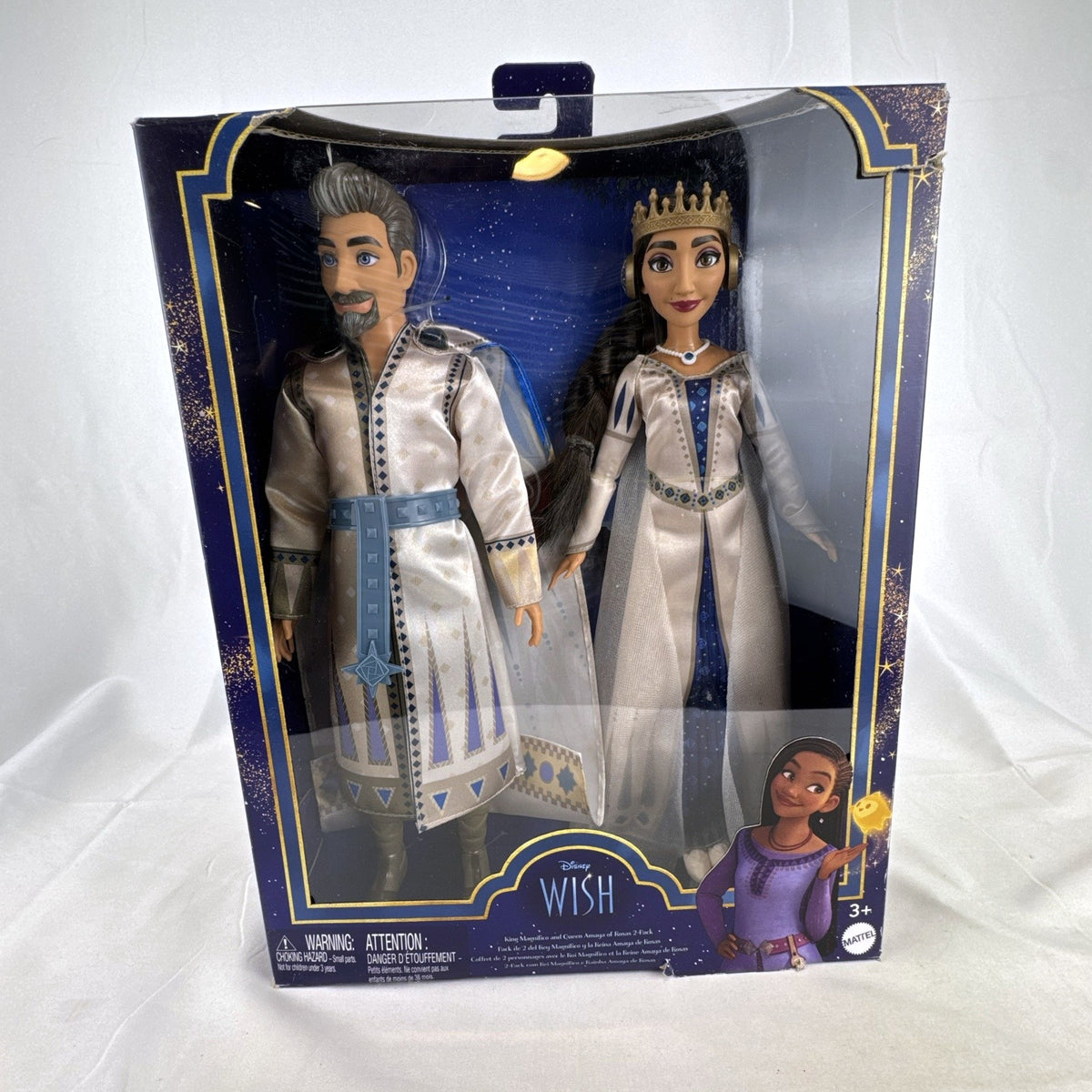 Mattel Disney Wish 12-inch King Magnifico and Queen Amaya fashion doll 2-pack in original packaging