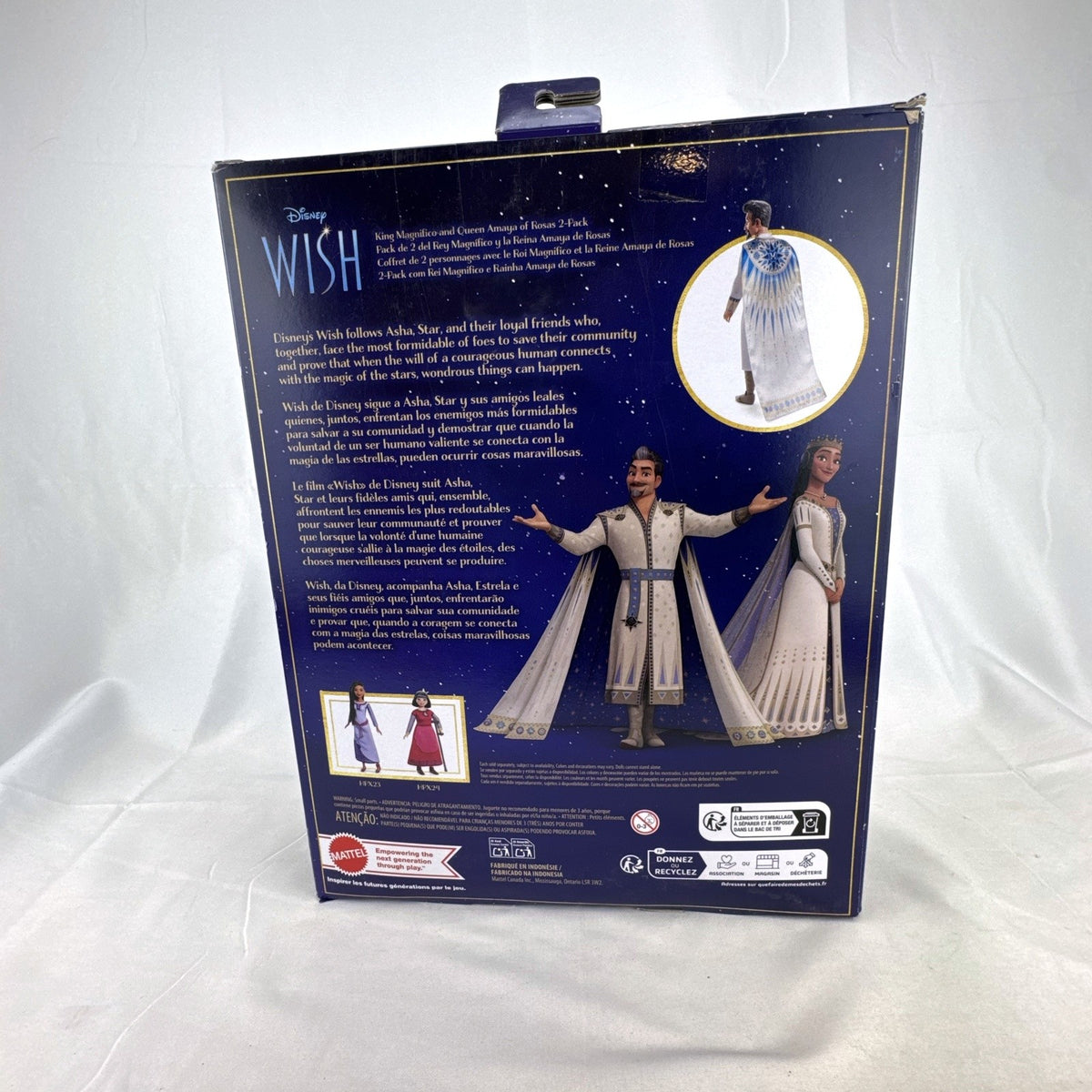 Mattel Disney Wish 12-inch King Magnifico and Queen Amaya fashion doll 2-pack in original packaging