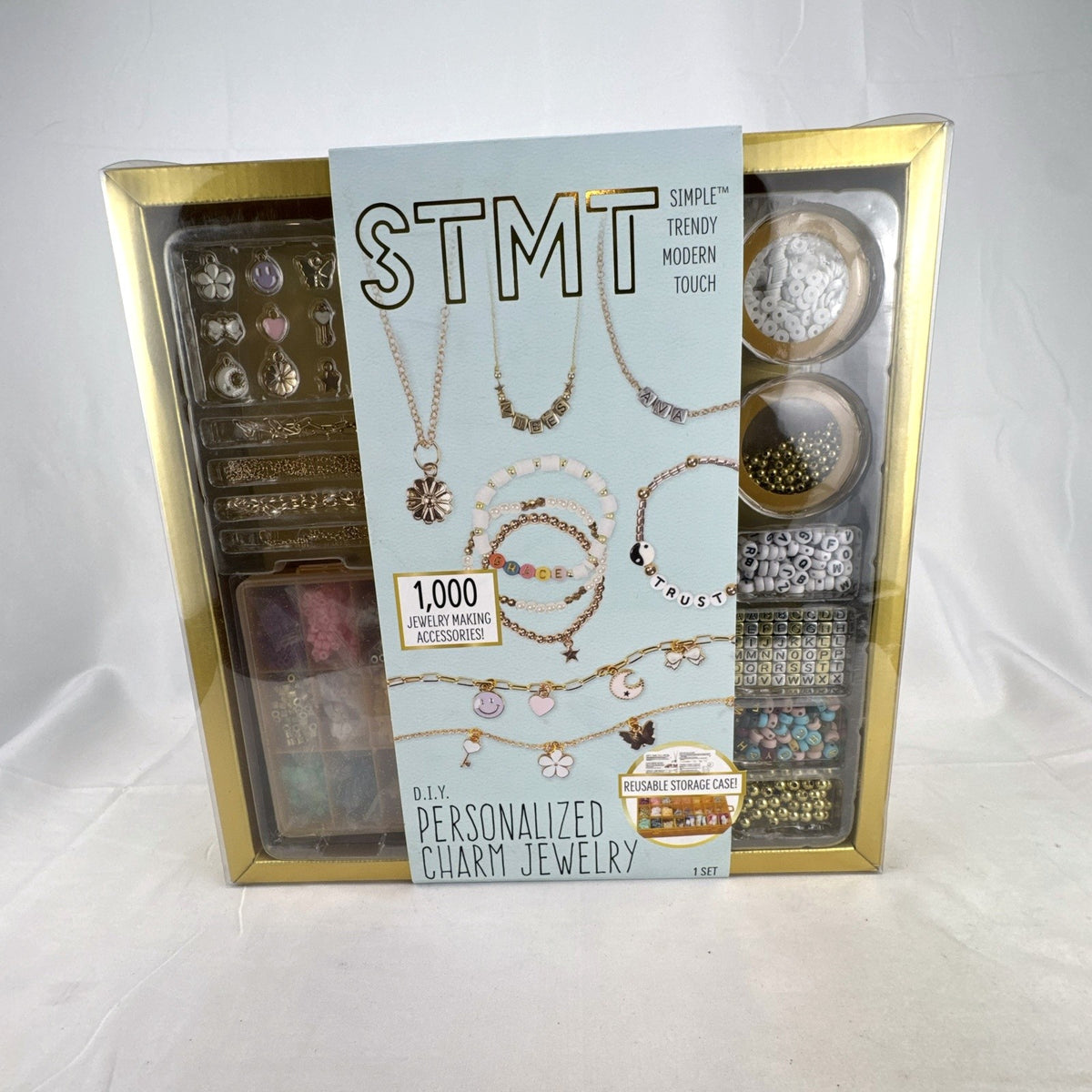 STMT personalized charm jewelry making kit by Horizon Group USA in original box with 1000+ pieces and storage case