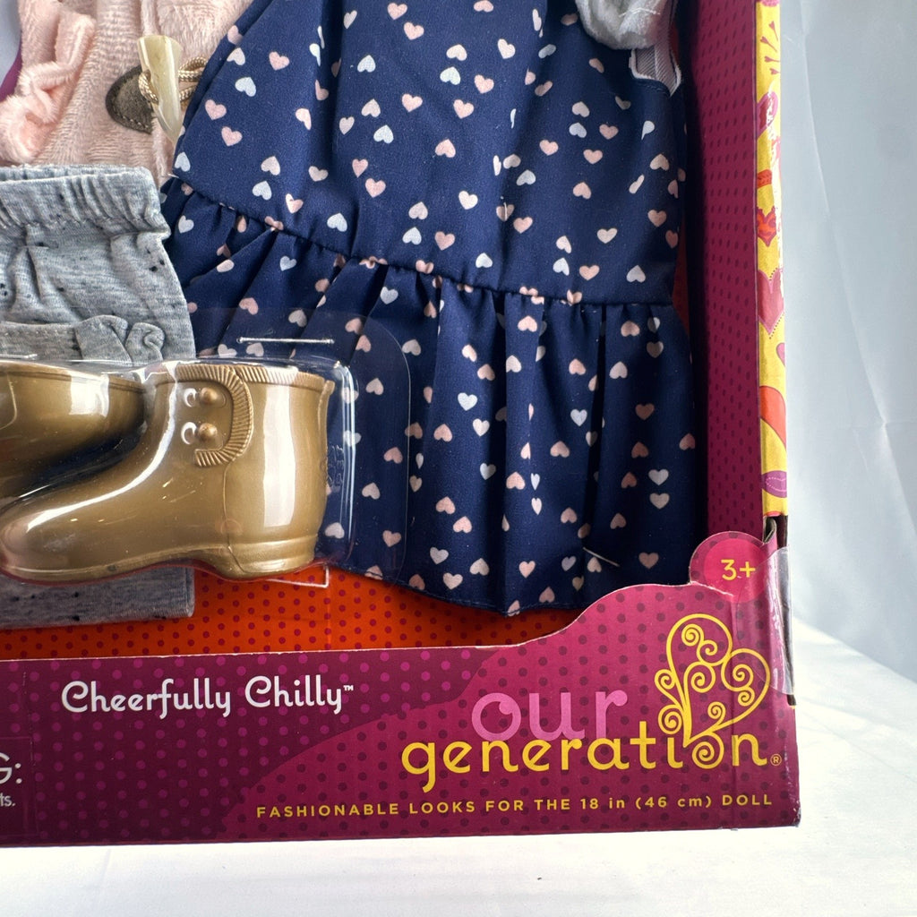 Our Generation Cheerfully Chilly 5-piece winter doll outfit in original box for 18-inch dolls