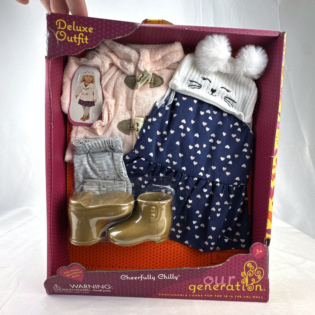 Our Generation Cheerfully Chilly 5-piece winter doll outfit set in original packaging for 18-inch dolls