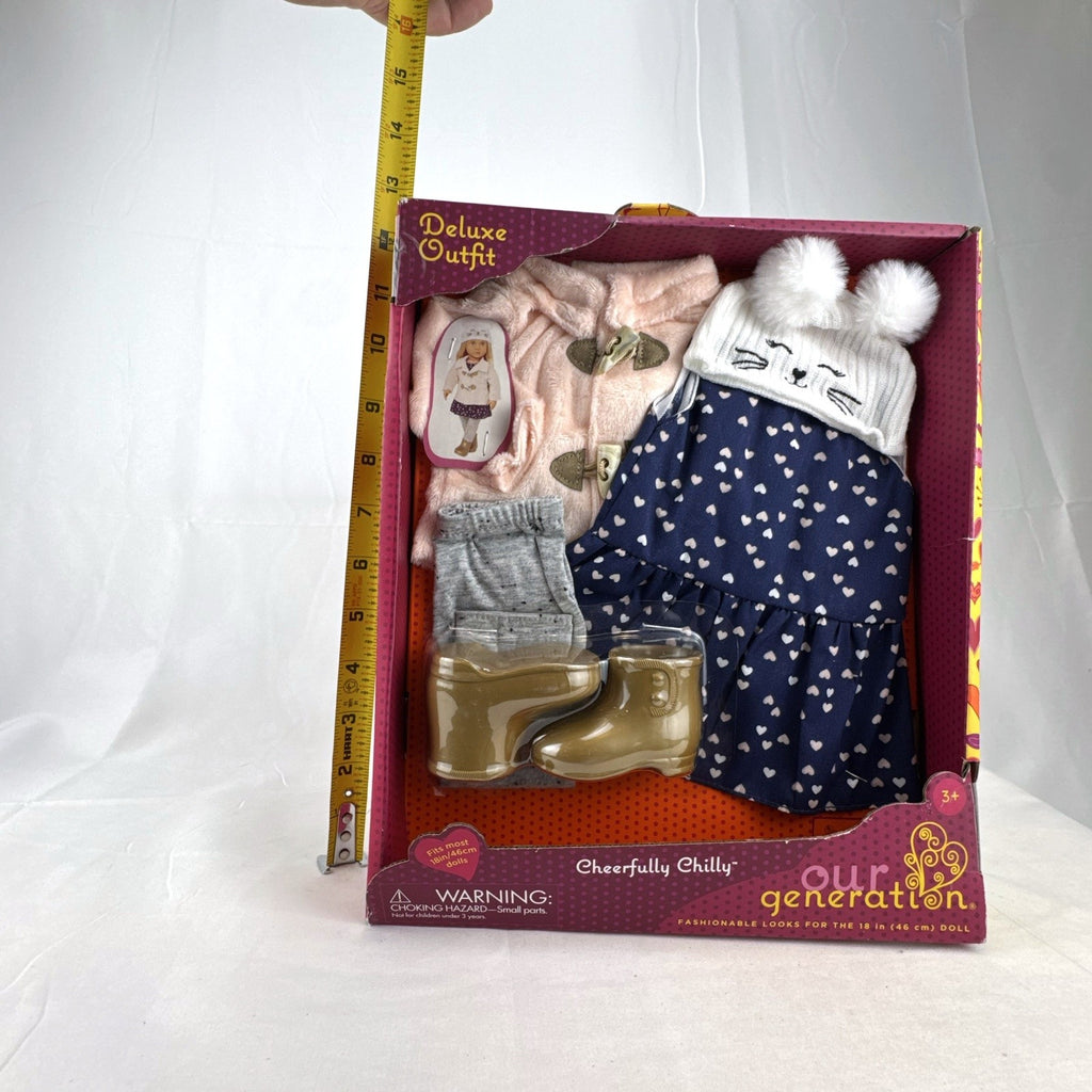 Our Generation Cheerfully Chilly 5-piece winter doll outfit set in original packaging for 18-inch dolls