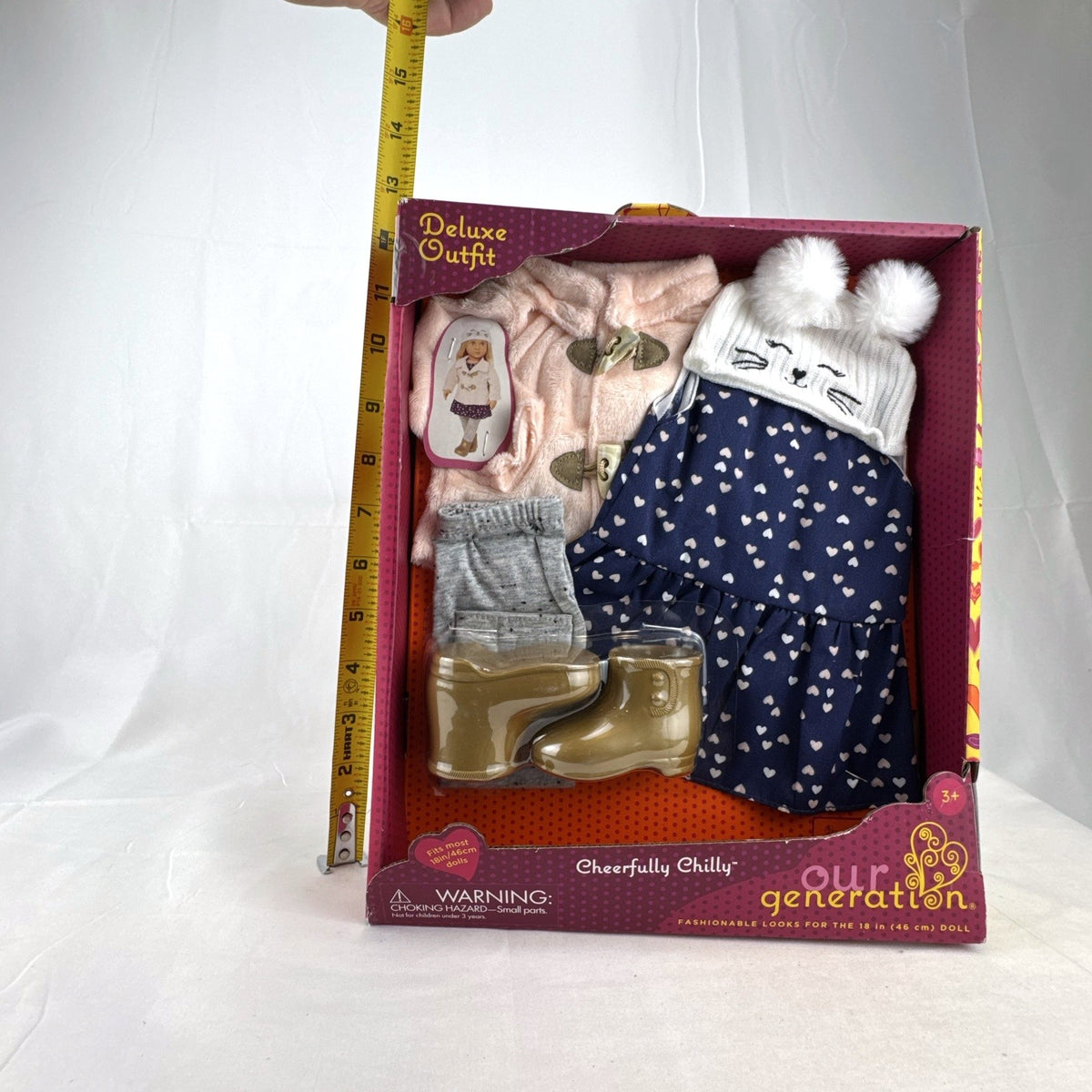 Our Generation Cheerfully Chilly 5-piece winter doll outfit set in original packaging for 18-inch dolls