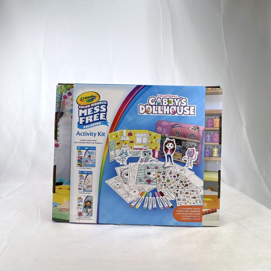 Crayola Color Wonder Gabby's Dollhouse mess-free activity kit box with coloring sheets and markers