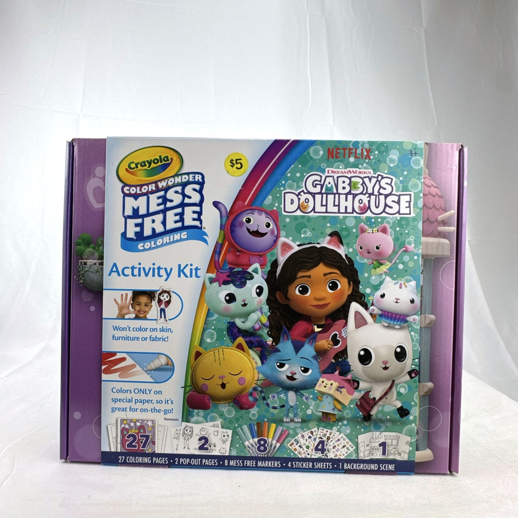 Crayola Color Wonder Gabby's Dollhouse mess-free activity kit box with coloring sheets and markers