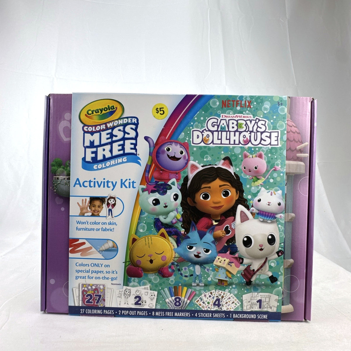 Crayola Color Wonder Gabby's Dollhouse mess-free activity kit box with coloring sheets and markers