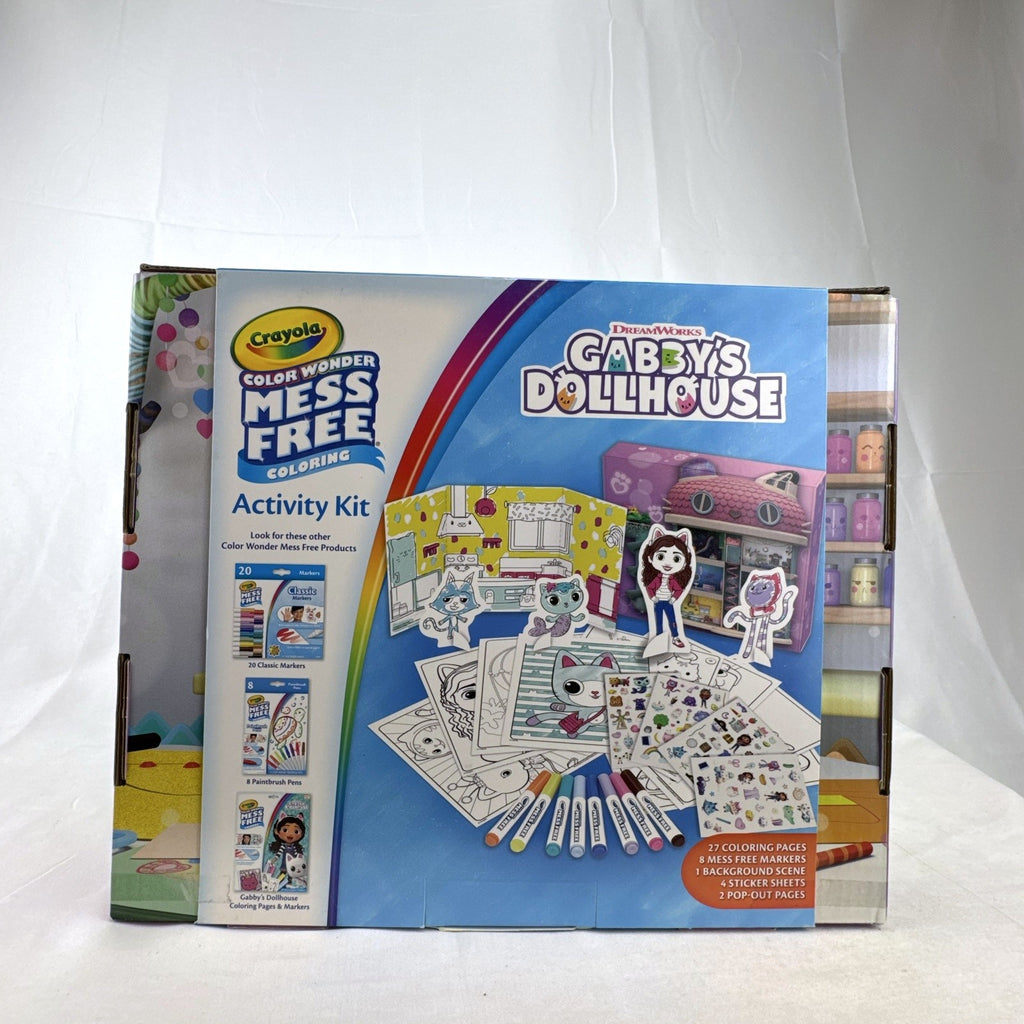 Crayola Gabby's Dollhouse Color Wonder mess-free activity kit box with 8 markers and coloring pages